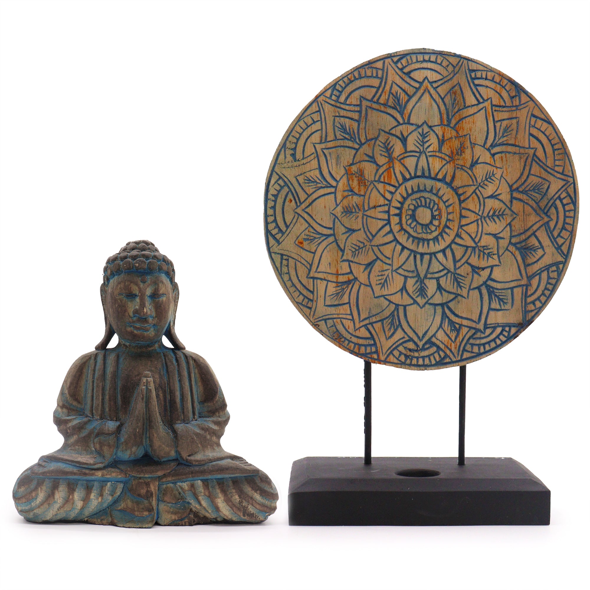 Buddha Feng Shui Set - Flower Mandala - Blue