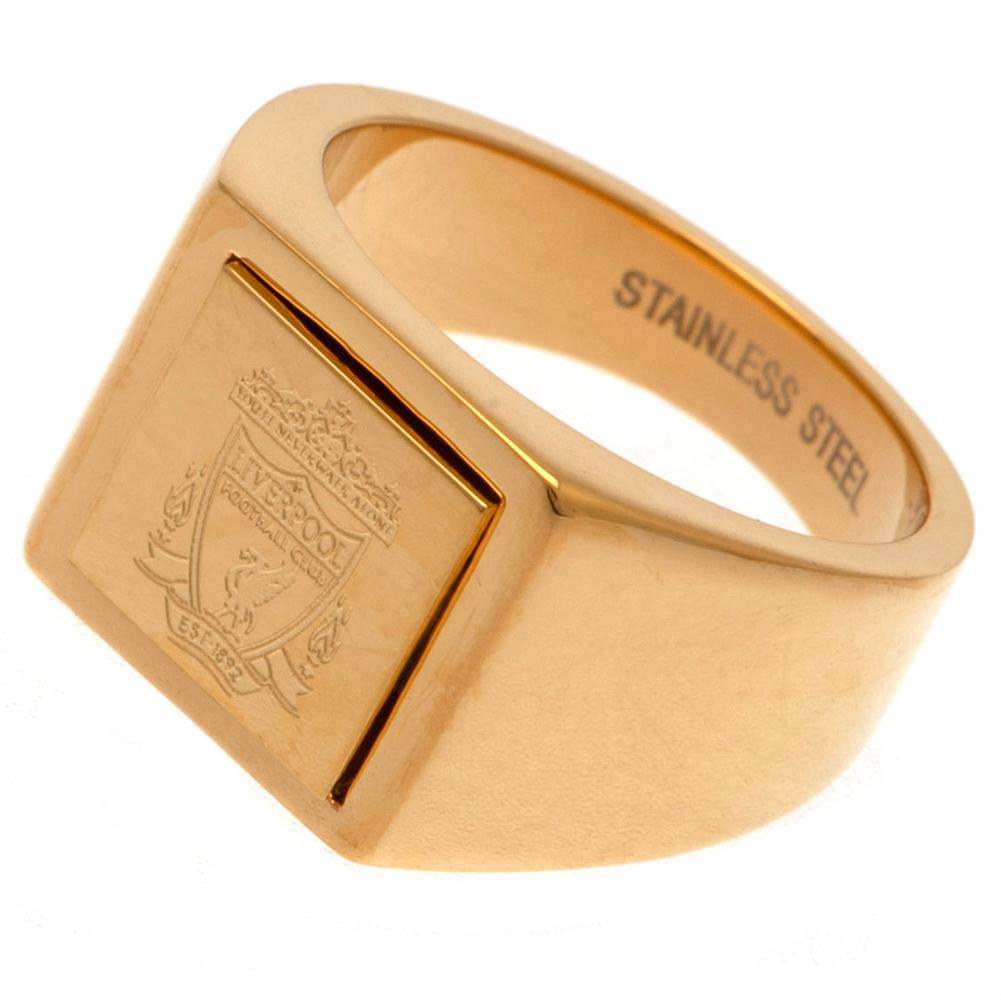 Liverpool FC Gold Plated Signet Ring Medium - Officially licensed merchandise.