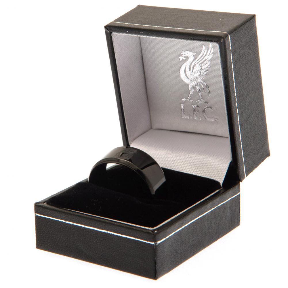 Liverpool FC Black IP Ring Size Small