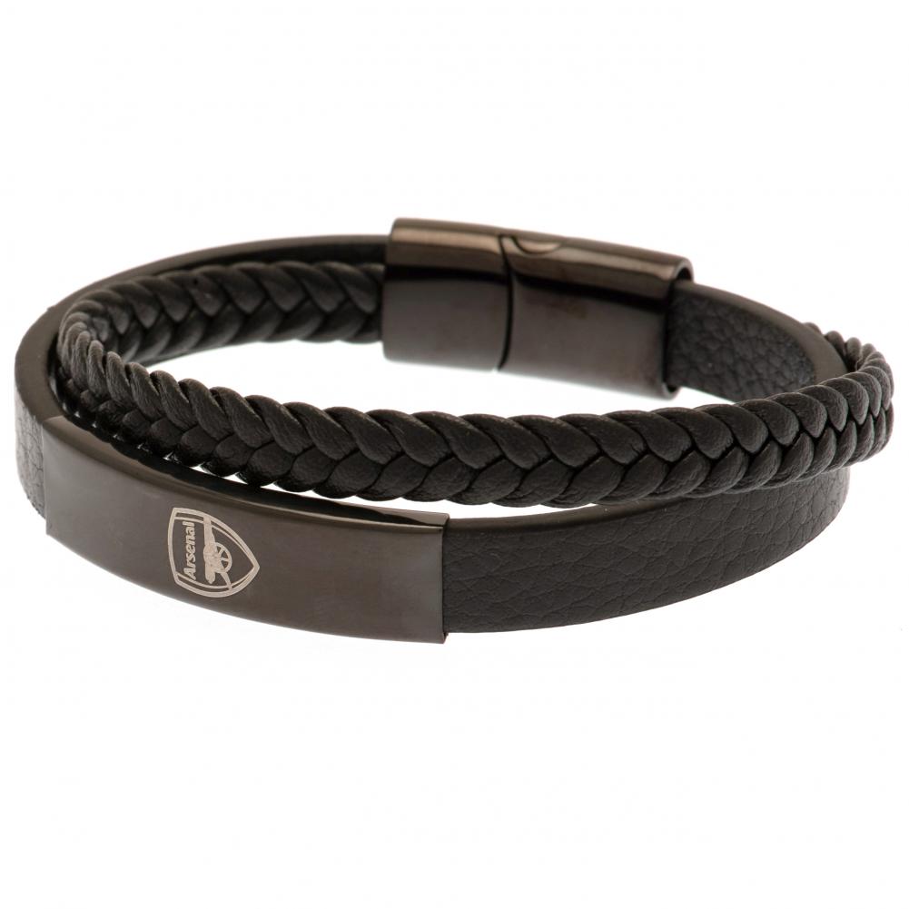 Arsenal FC Black IP Leather Bracelet - Bracelets & Charms