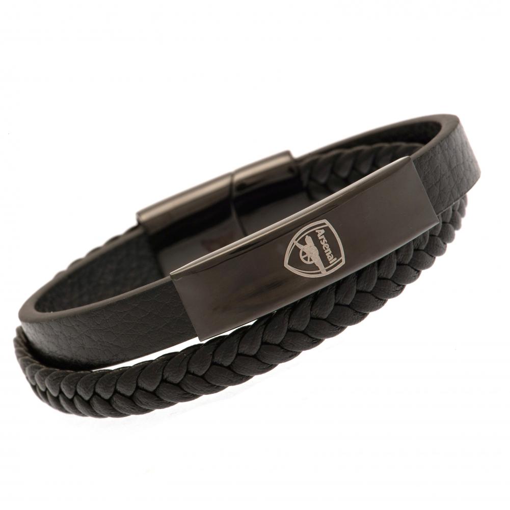 Arsenal FC Black IP Leather Bracelet - Officially licensed merchandise.