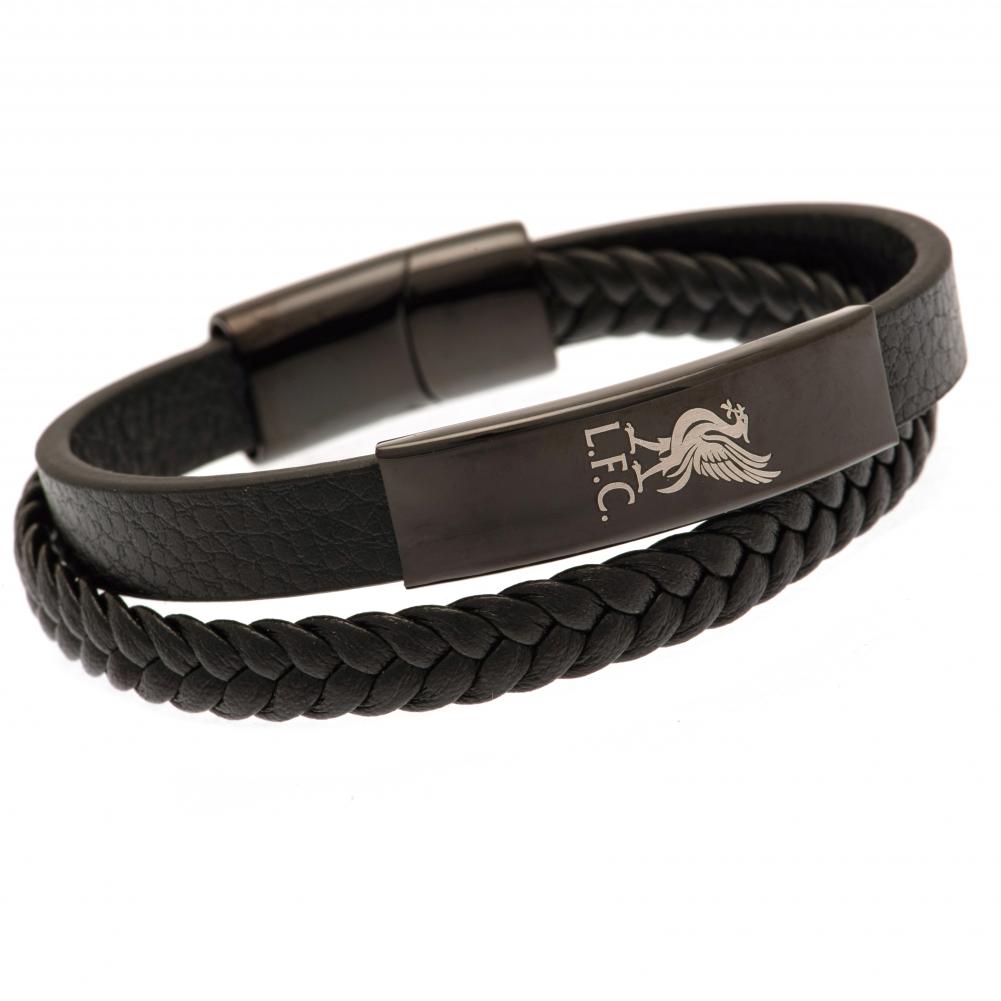 Liverpool FC Black IP Leather Bracelet - Officially licensed merchandise.
