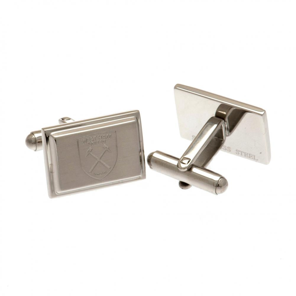West Ham United FC Stainless Steel Cufflinks with Engraved Crest