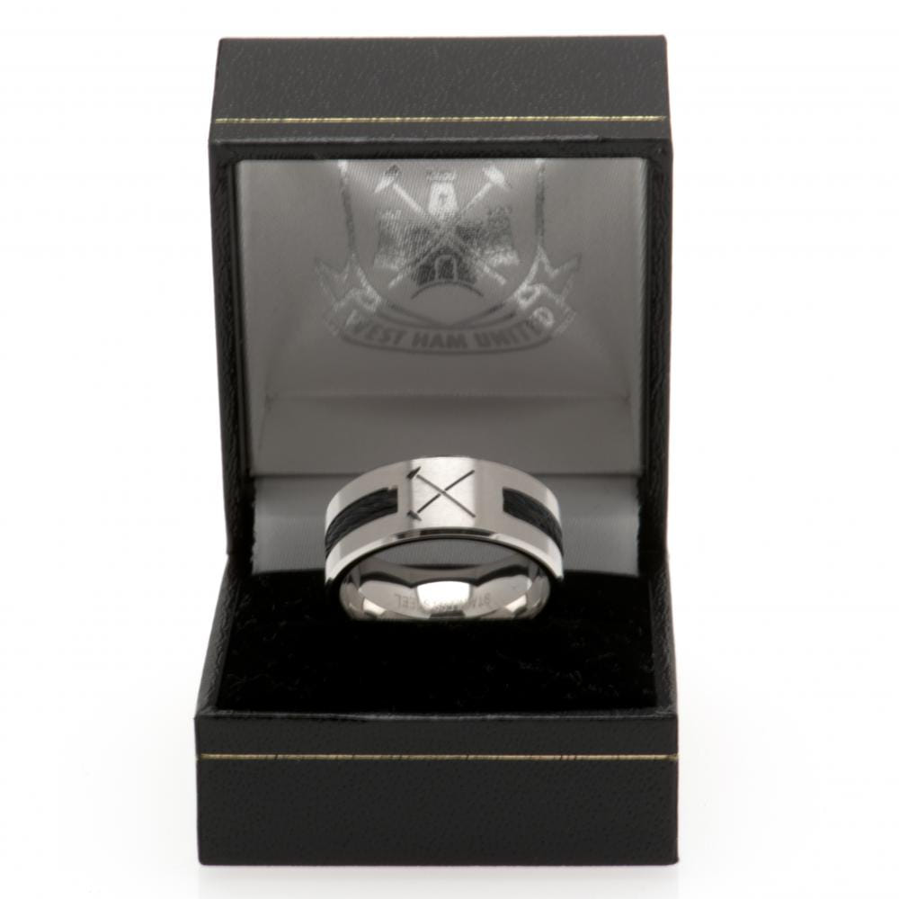West Ham United FC Black Inlay Ring Large HM