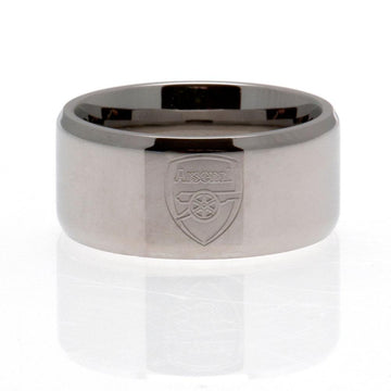 Arsenal FC Medium Stainless Steel Band Ring with Engraved Crest