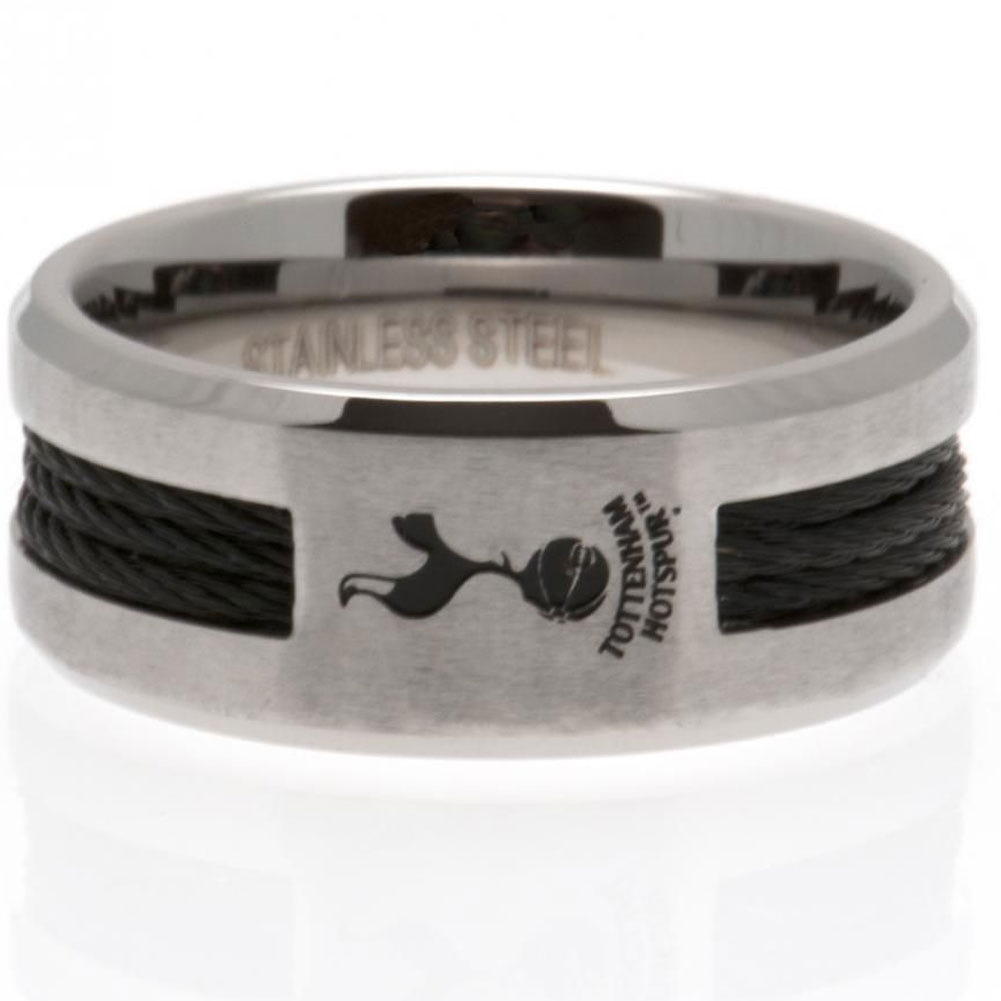 Tottenham Hotspur FC Large Black Inlay Ring - Stainless Steel with Spurs Crest