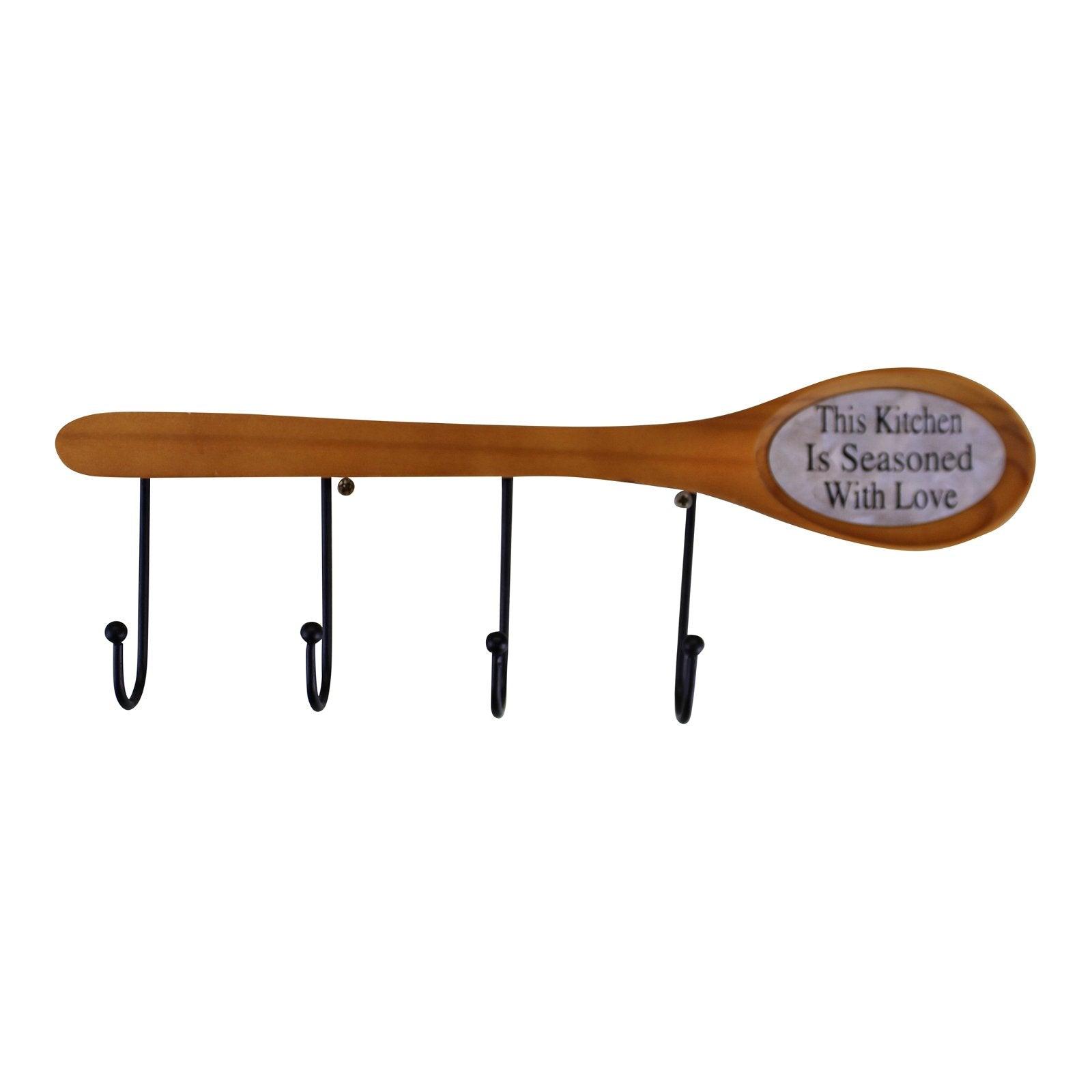 26cm Wooden Spoon With Hooks-Kitchen Storage