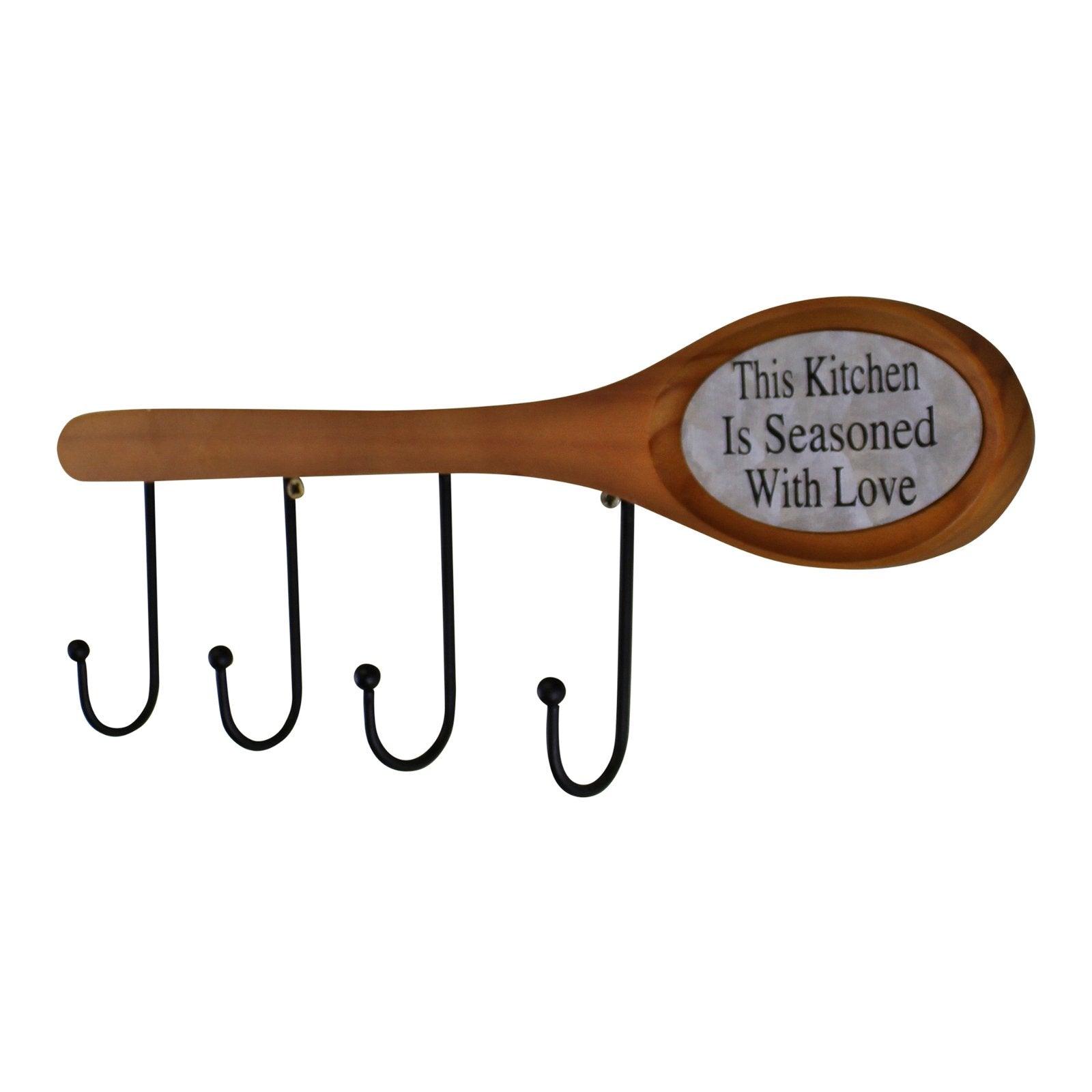 26cm Wooden Spoon With Hooks - £20.99 - Kitchen Storage 