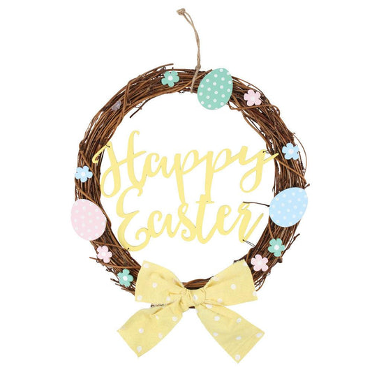 30cm Happy Easter Willow Wreath - £17.99 - Hanging Decorations 