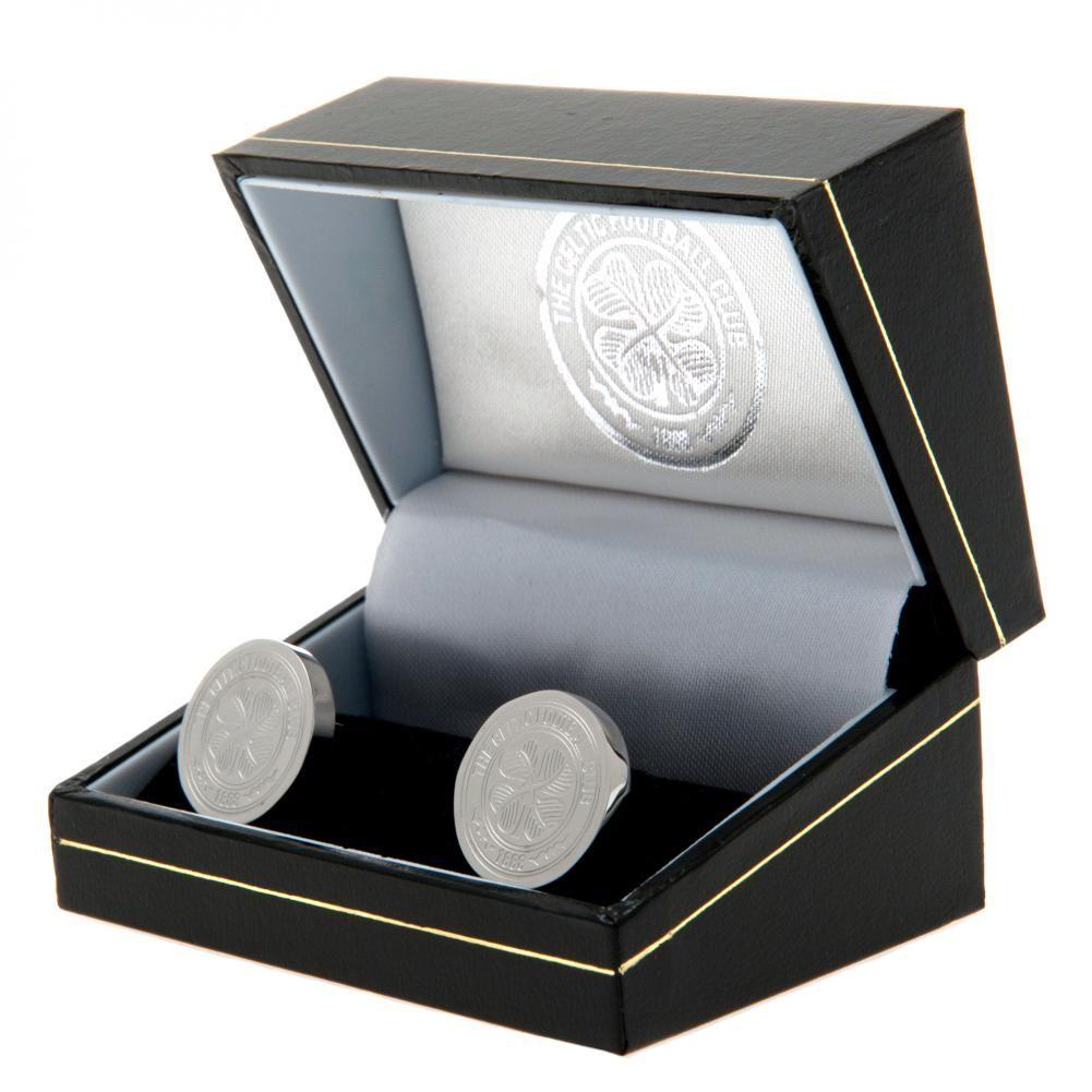 Celtic FC Stainless Steel Formed Cufflinks - Officially licensed merchandise.