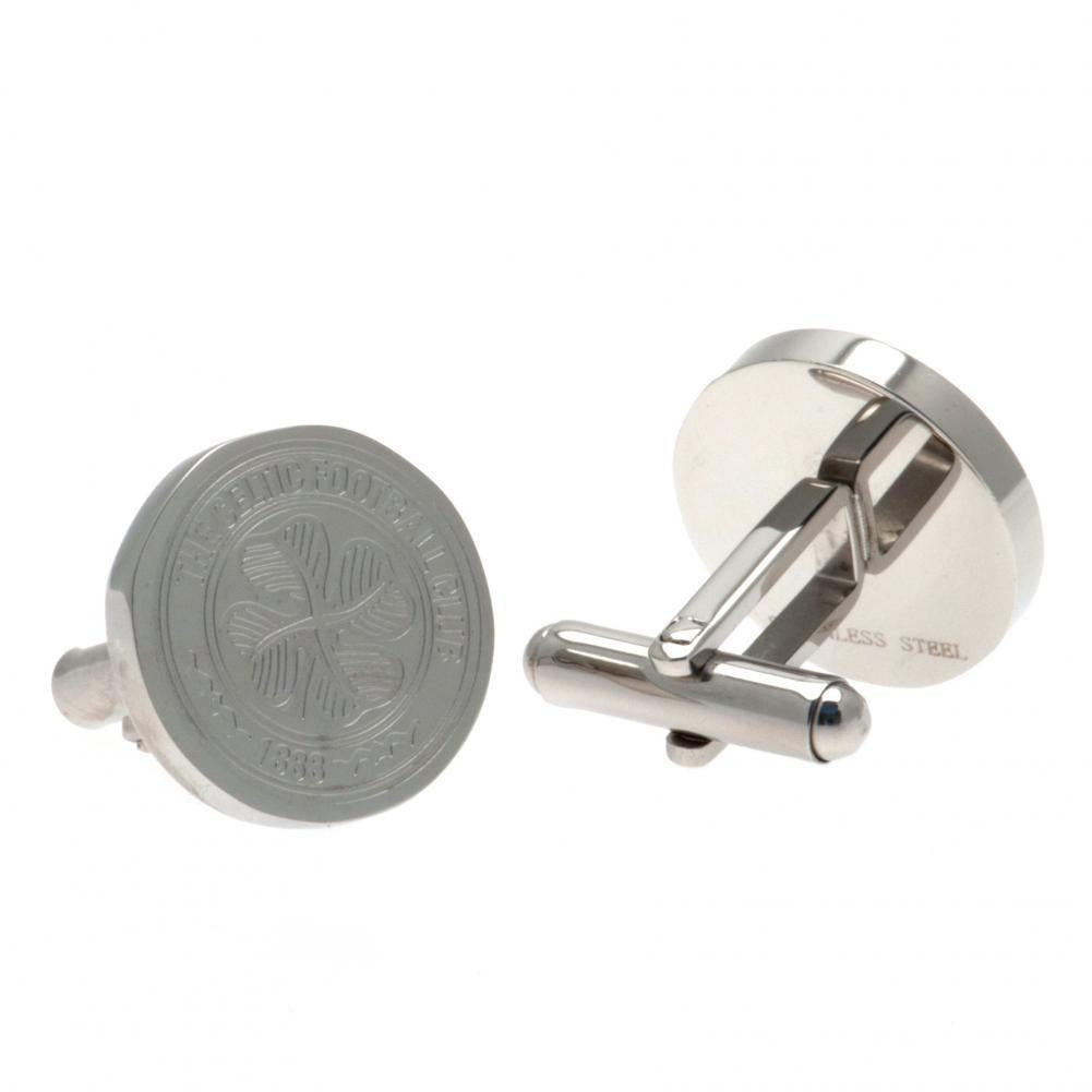 Celtic FC Stainless Steel Formed Cufflinks - Officially licensed merchandise.