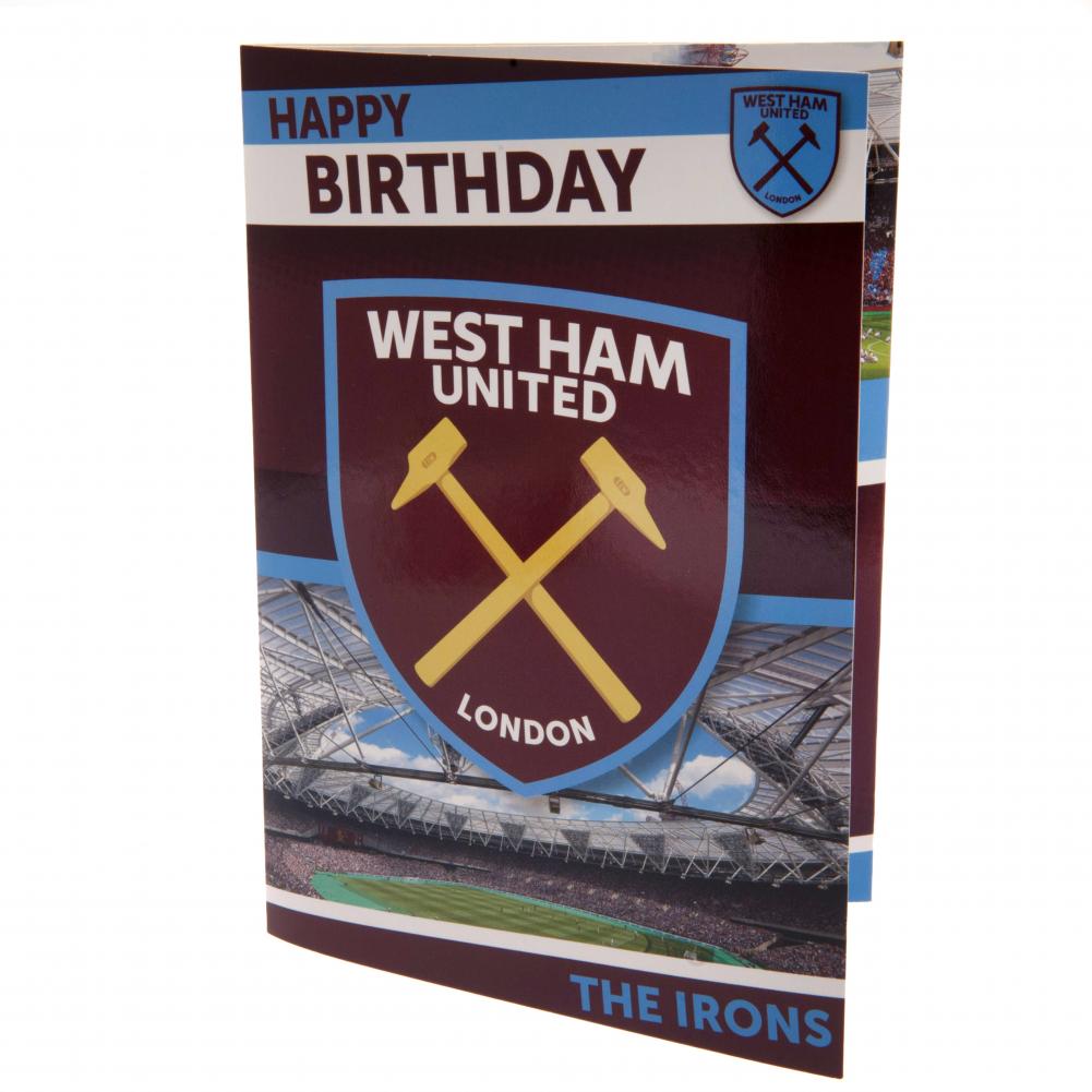 West Ham United FC Musical Birthday Card - Officially licensed merchandise.