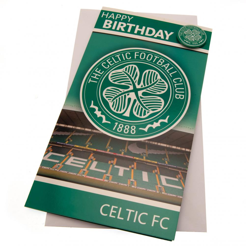 Celtic FC Birthday Card & Badge - Officially licensed merchandise.