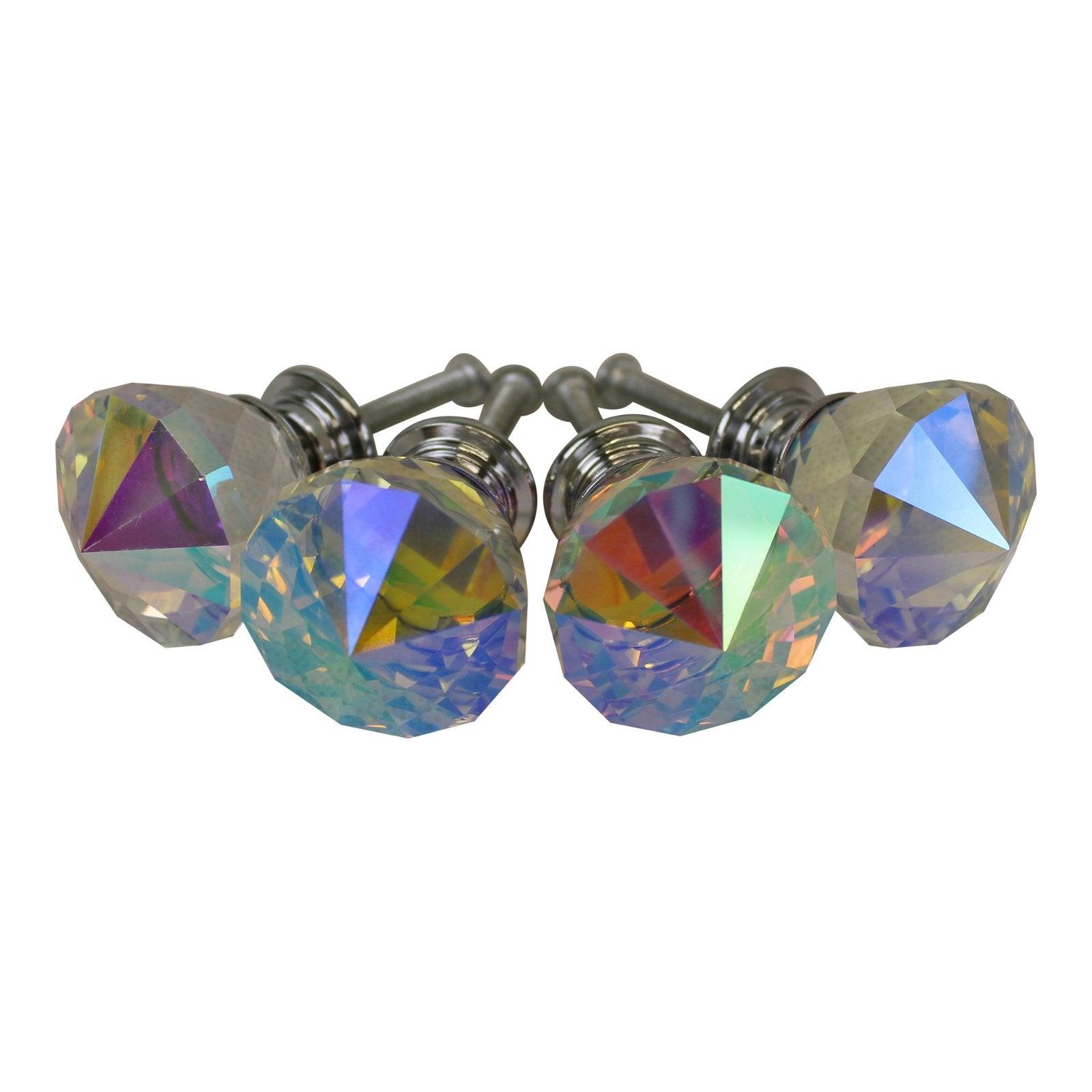 3cm Crystal Effect Doorknobs, diamond shaped, set of 4-Doorknobs