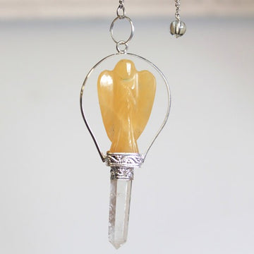Angel Pendulum with Ring- Yellow Quartz