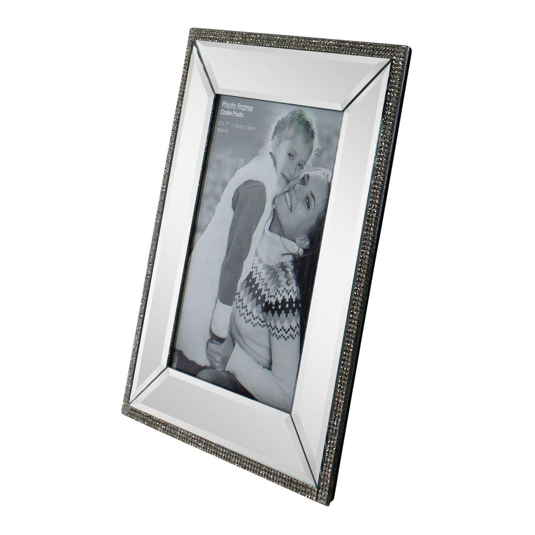 5 x 7 Mirrored Freestanding Photo Frame With Crystal Detail - £20.99 - Photo Frames 