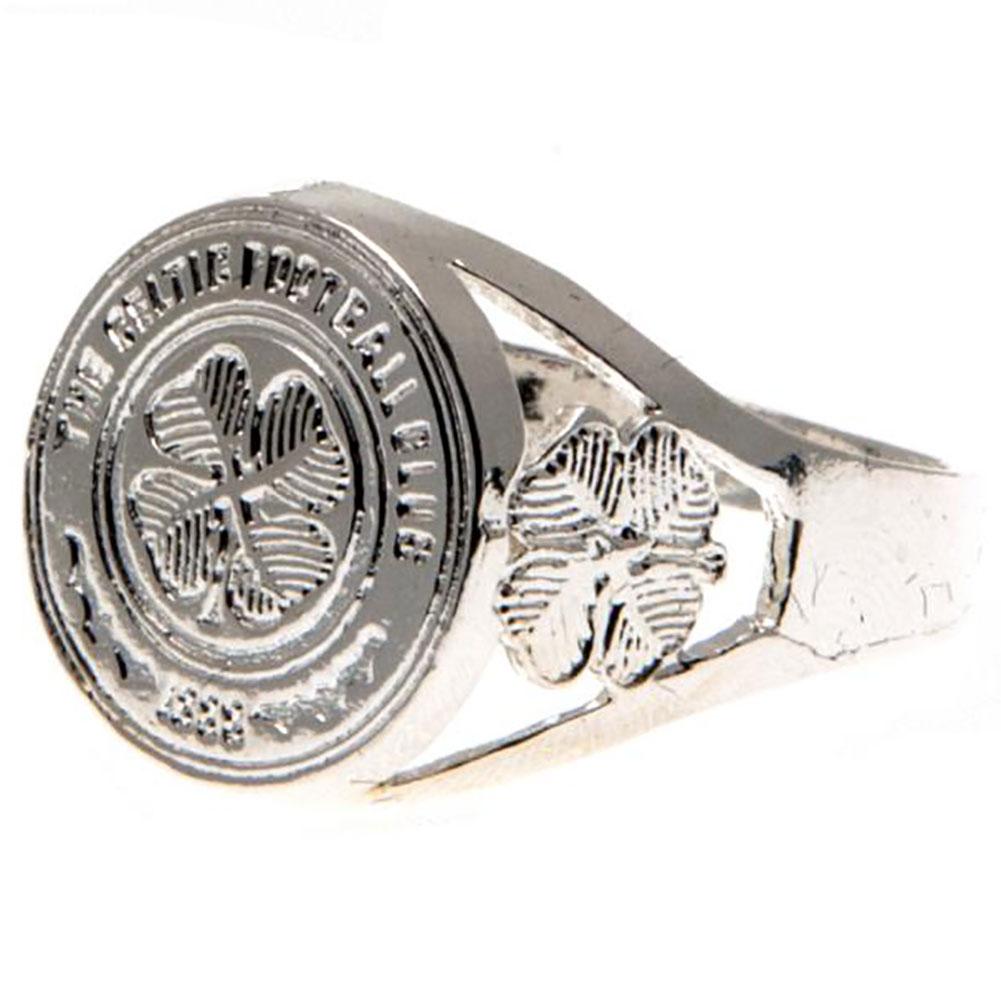 Celtic FC Silver Plated Crest Ring Small - Officially licensed merchandise.