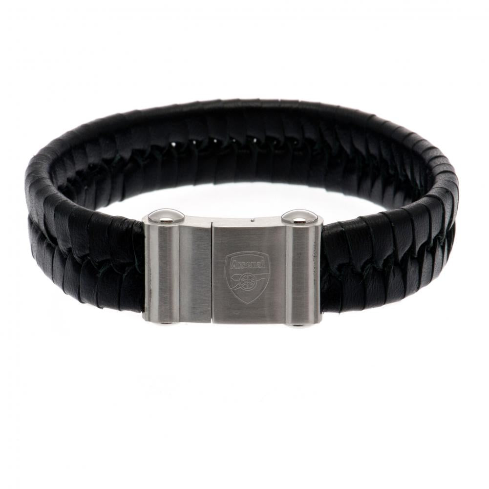 Arsenal FC Single Plait Leather Bracelet - Officially licensed merchandise.