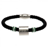 Celtic FC Leather Bracelet with Stainless Steel Colour Rings and Engraved Club Crest