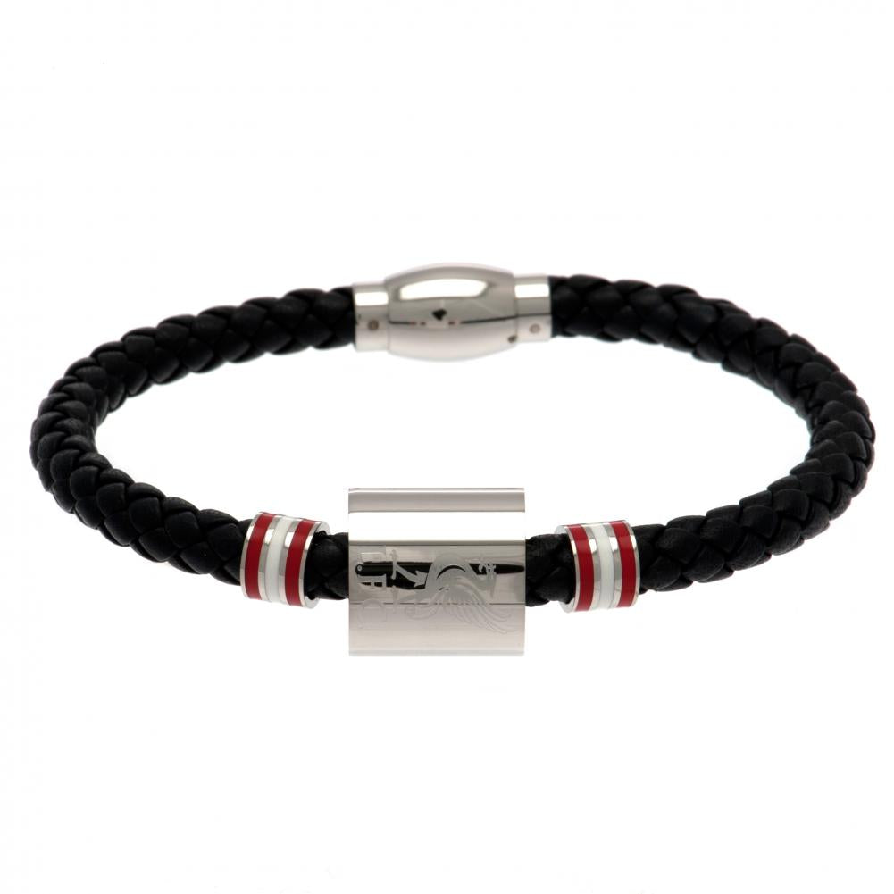 Liverpool FC Leather Bracelet with Colour Rings and Magnetic Clasp