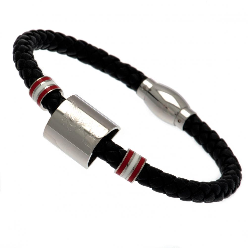 Liverpool FC Leather Bracelet with Colour Rings and Magnetic Clasp