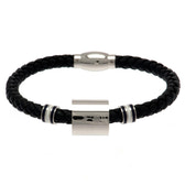 Tottenham Hotspur FC Leather Bracelet With Stainless Steel Colour Rings & Club Crest