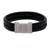 Leicester City FC Single Plait Leather Bracelet with Engraved Club Crest & Magnetic Clasp