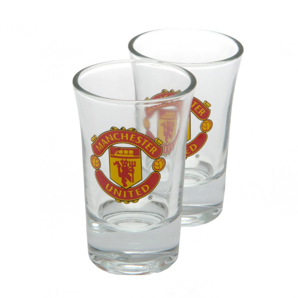 Manchester United FC 2pk Shot Glass Set - Officially licensed merchandise.