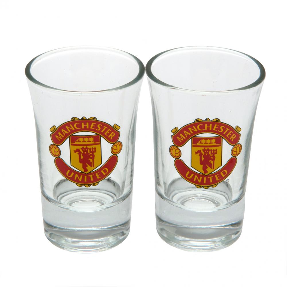 Manchester United FC 2pk Shot Glass Set - Officially licensed merchandise.