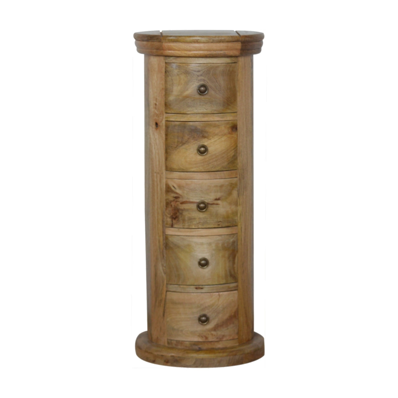 Granary 5-Drawer Slim Drum Storage Bench | Oak-Ish Mango Wood