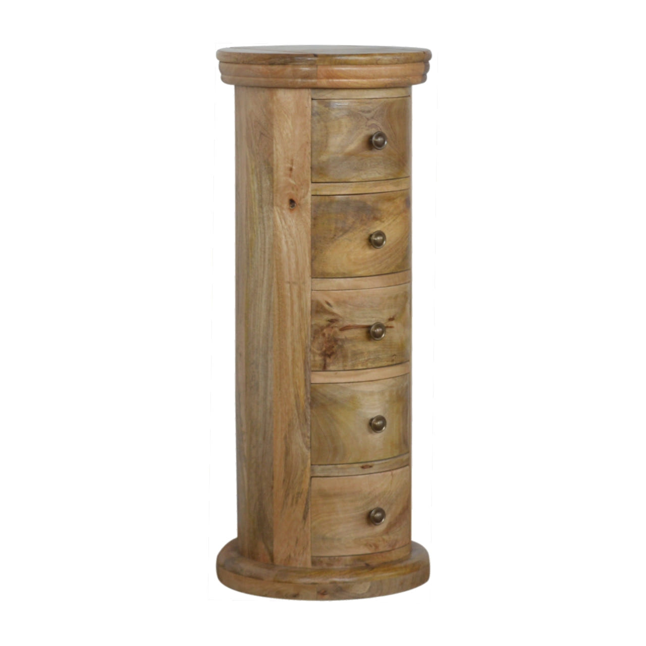 Granary 5-Drawer Slim Drum Storage Bench | Oak-Ish Mango Wood