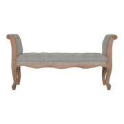 Carved French Style Mud Linen Bench | Hand-Carved