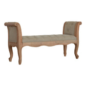 Carved French Style Mud Linen Bench | Hand-Carved