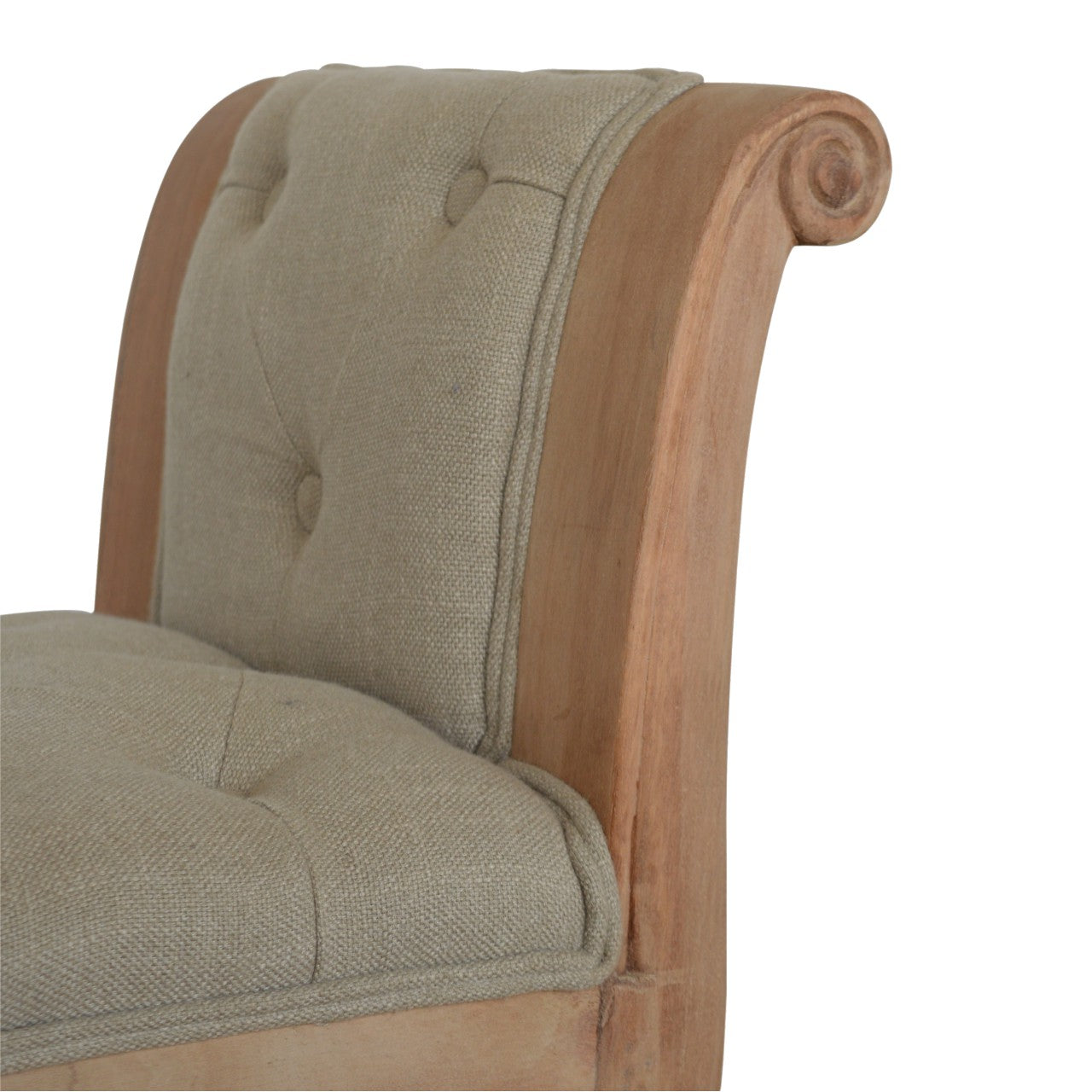 Carved French Style Mud Linen Bench | Hand-Carved