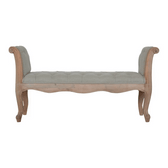 Carved French Style Mud Linen Bench | Hand-Carved