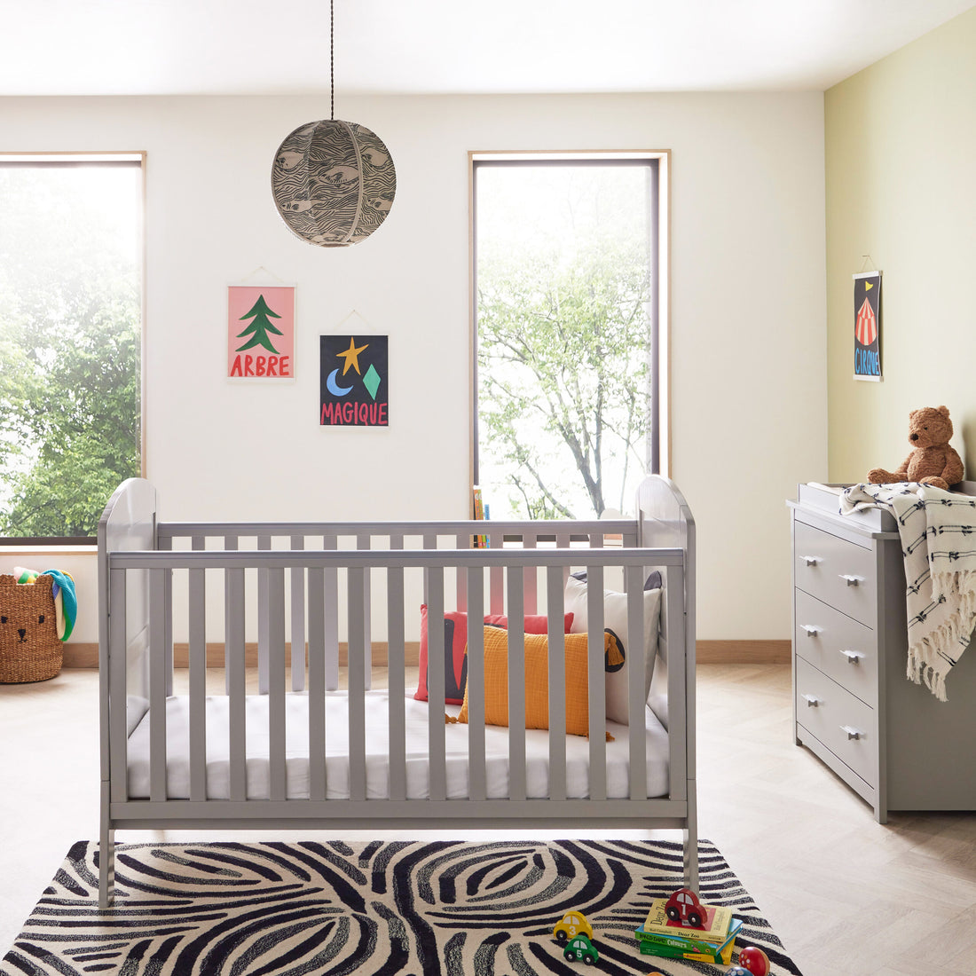 Babymore Aston 2 Piece Nursery Room Set - Grey - Babymore