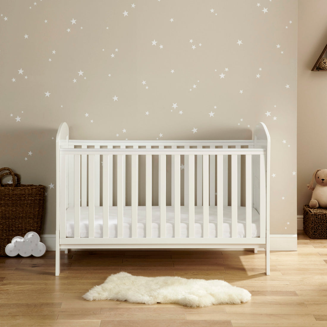 Babymore Aston Drop Side Cot Bed - White - Babymore
