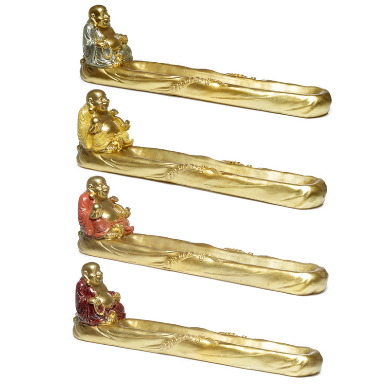 Ashcatcher Incense Stick Burner - Mini Lucky Glitter Chinese Laughing Buddha