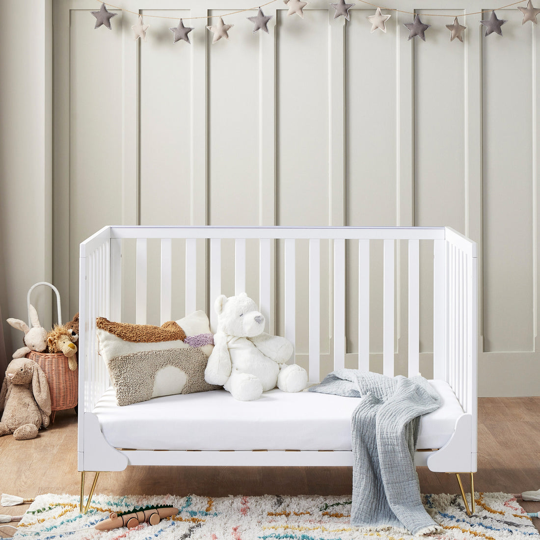 Babymore Kimi Cot Bed - White - Babymore