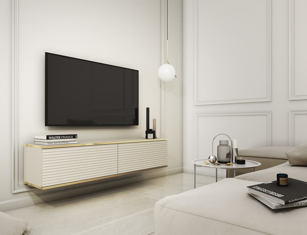 Moro Floating TV Cabinet 135cm - Beige / Living Room