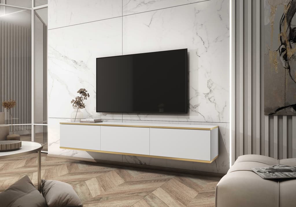 Oro Floating TV Cabinet 175cm - White / Living Room