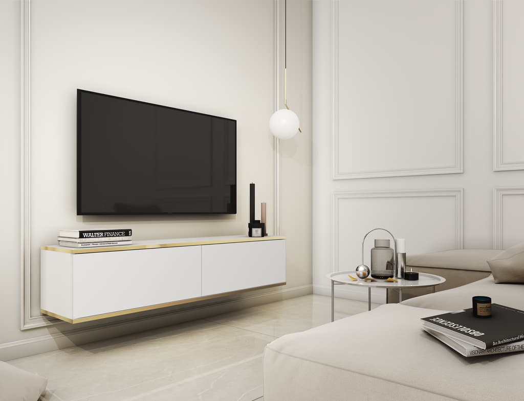 Oro Floating TV Cabinet 135cm - White / Living Room