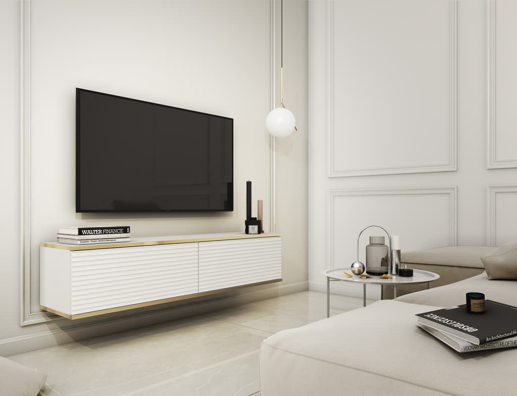 Moro Floating TV Cabinet 135cm - White / Living Room
