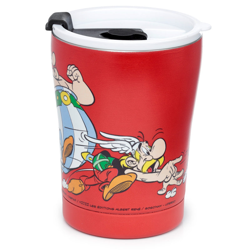 Reusable Stainless Steel Insulated Food & Drinks Cup 300ml - Asterix & Obelix Red