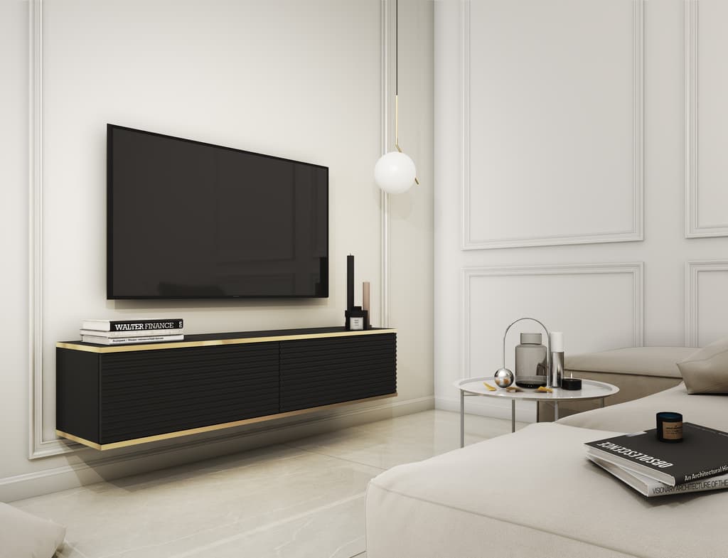 Moro Floating TV Cabinet 135cm - Black / Living Room