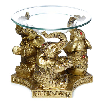 Oil and Wax Burner - Gold Lucky Elephant