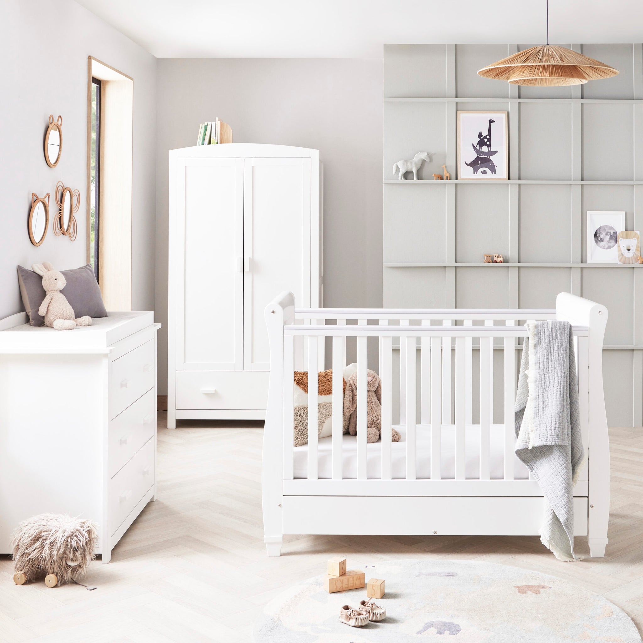 Babymore Eva 3 Piece Nursery Room Set - White - Babymore
