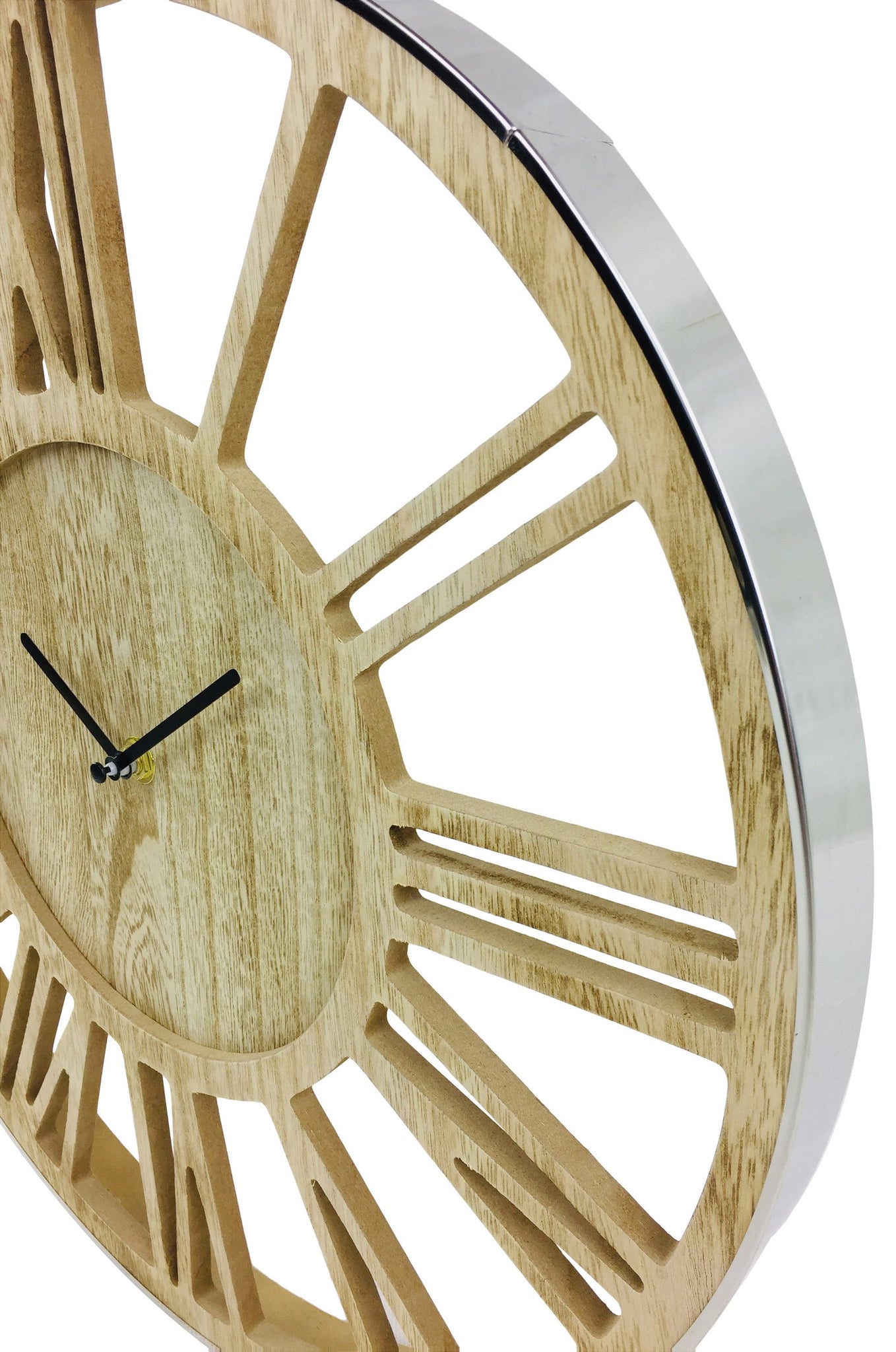 Wooden Silver Clock 40cm