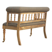 Multi Tweed Deep Button Bench | Oak-Ish