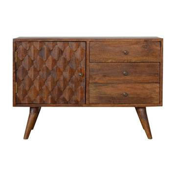Carved Chestnut Sideboard Chest of Drawers | Hand-Carved